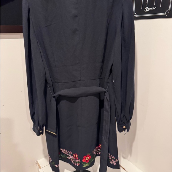 Ted Baker Dark Blue Long Sleeve Dress with Belt - Picture 5 of 7